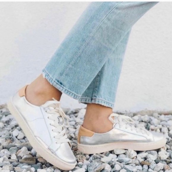 Saludos silver metallic cork sneaker worn twice - Picture 1 of 12